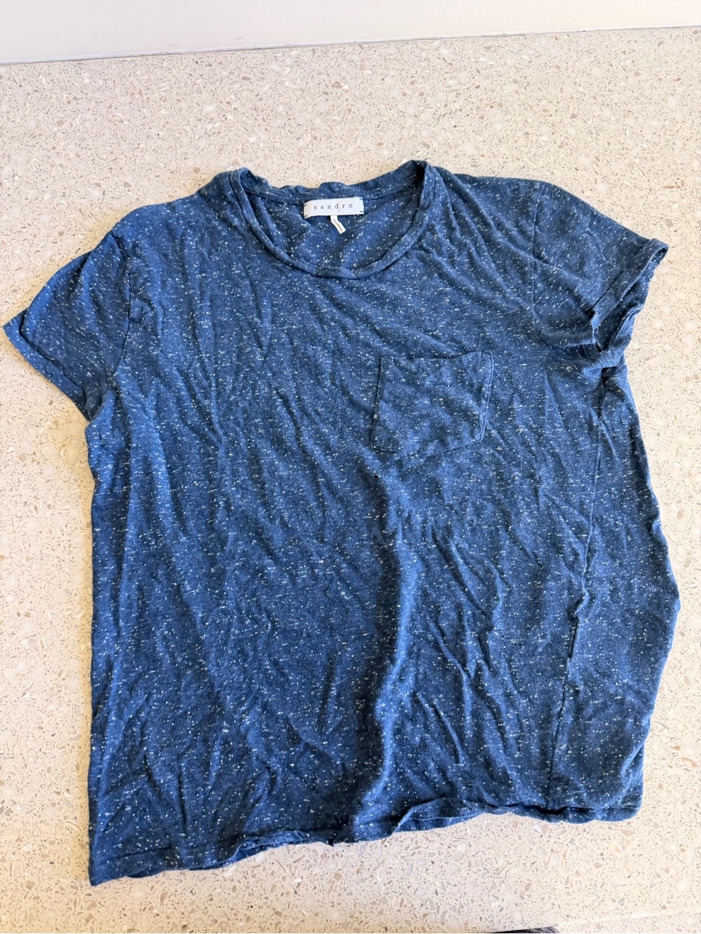 Sandro Dark Navy Speckled Pocket Tee